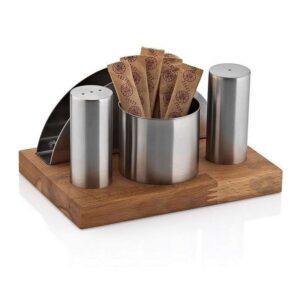 Biradlı GRV-65 Ahşap Standlı Tuzluk Takımı, 4'lü