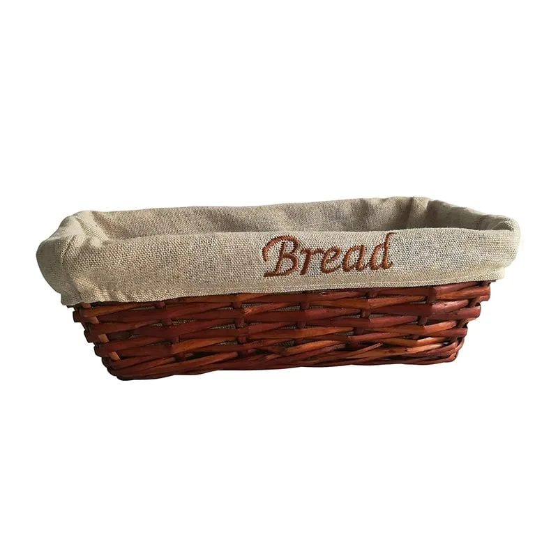 Biradlı GRV-907 Bezli Dikdörtgen Ekmek Sepeti, 25x12x8 cm