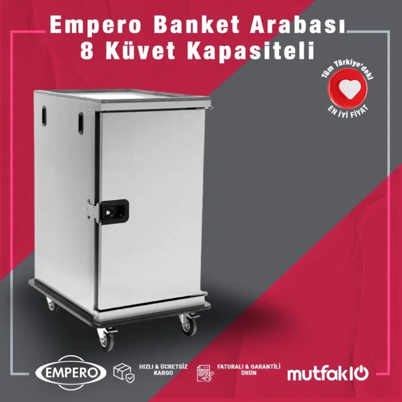 Empero EMP.BQ3-002-N Nötr Banket Arabası 8 Adet Gn 2/1 Kapasiteli