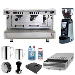 La Cimbali M23  Espresso Kahve Makinesi Seti, Yüksek Şase, 2 Gruplu 10 Parça Beyaz