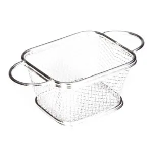 Biradlı ST-05 Çift Kulplu Dikdörtgen Patates Sunum Sepeti, 10x8.5x6.5 cm