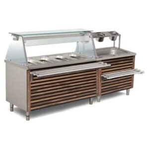 Empero EMP.BEN.31.AD Servis Ünitesi Üst Raflı Sürgü Standlı Ahşap 150x79x85 Gn