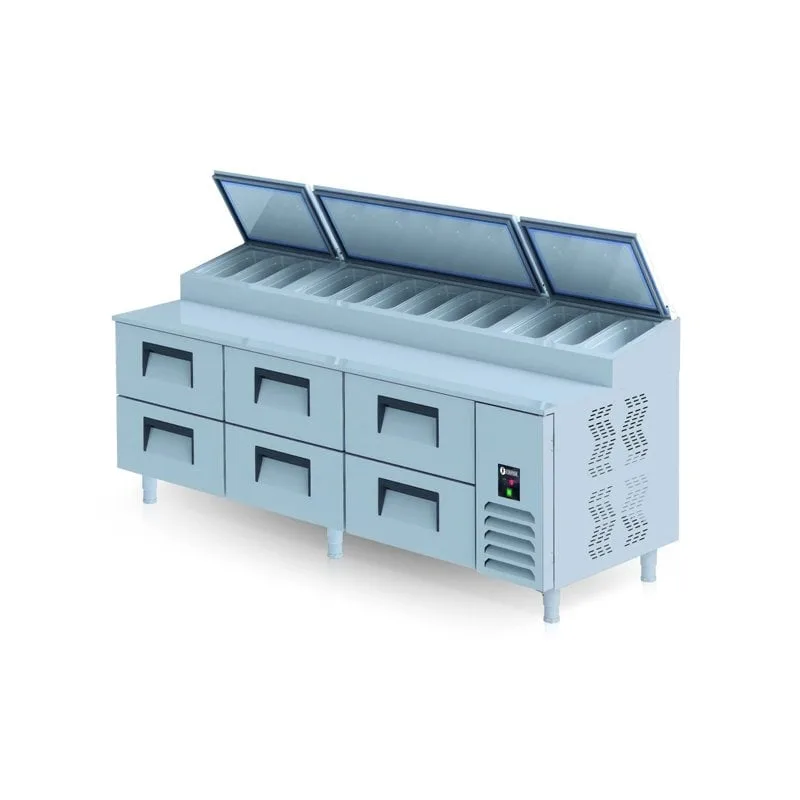 İceinox PTS-L 800 CR 8 Çekmeceli Pizza Hazırlık Buzdolabı 430 K 12 adet 1/4 -150 Gn