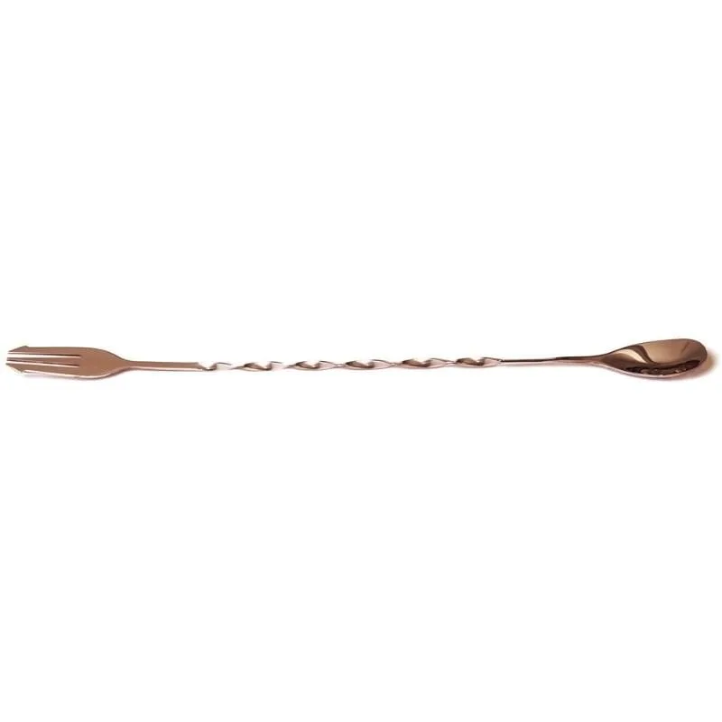 Biradlı BRD-682 Burgulu Çatallı Bar Kaşığı, 33 cm, Bakır