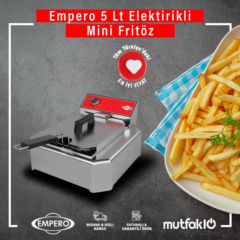 Empero EMP.SFE.01 Mini Fritöz Set Üstü Elektrikli 5 Lt