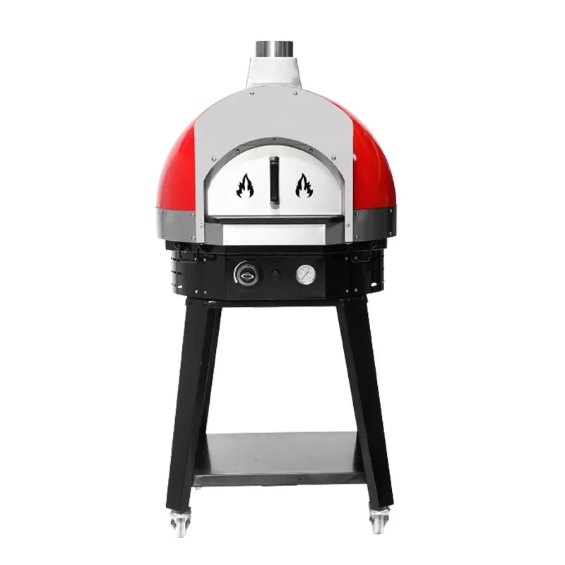 Empero EMP.SPO.H-70-R Ev Tipi Taş Tabanlı Pizza Fırını Gazlı Kırmızı Ø 70 Cm