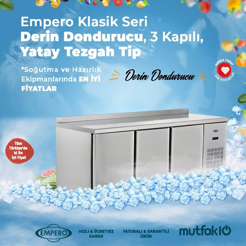 Empero Klasik Seri Tezgah Tipi Derin Dondurucu 3 Kapılı 500 Lt