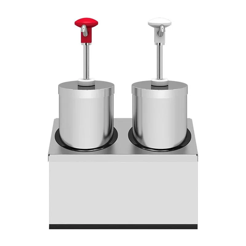 Kalando KD-004 Basmalı Sos Pompası Silindir Hazneli İkili Stant Paslanmaz 2x2.25 L