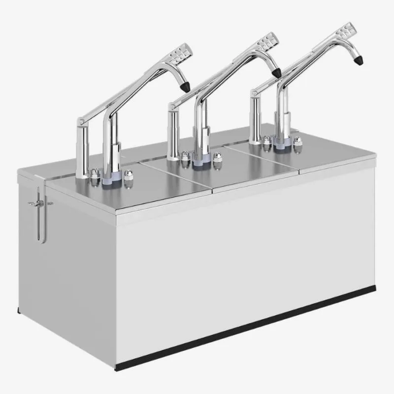 Kalando KD-0214 Gastronorm Kollu Sos Pompası Üçlü Stant Paslanmaz GN 1/4 3x5.25 L