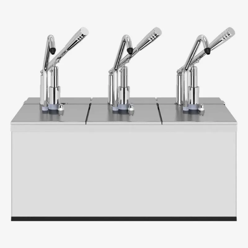 Kalando KD-0214 Gastronorm Kollu Sos Pompası Üçlü Stant Paslanmaz GN 1/4 3x5.25 L