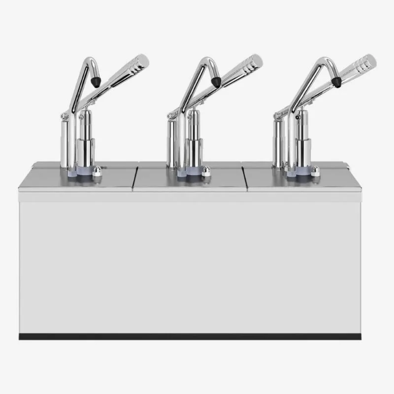 Kalando KD-0216 Gastronorm Kollu Sos Pompası Üçlü Stant Paslanmaz GN 1/6 3x3 L
