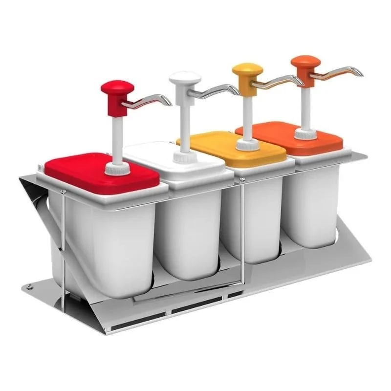 Kalando KDP-003 Basmalı Sos Pompası Dörtlü Z Stant Plastik 4x1.9 L