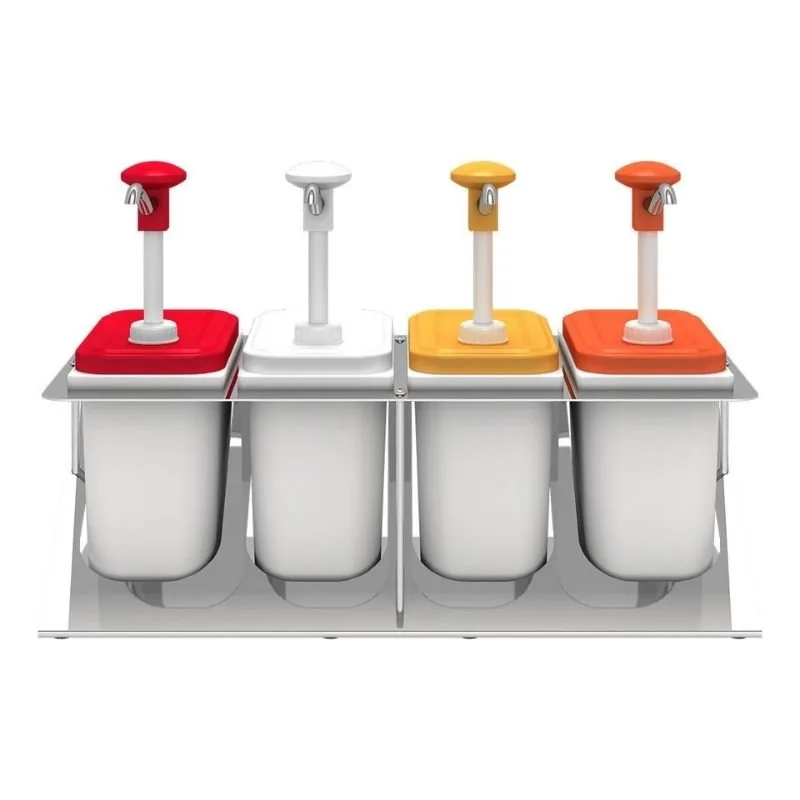 Kalando KDP-003 Basmalı Sos Pompası Dörtlü Z Stant Plastik 4x1.9 L