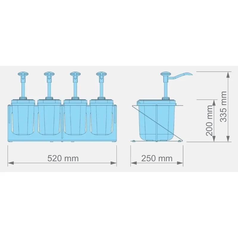 Kalando KDP-003 Basmalı Sos Pompası Dörtlü Z Stant Plastik 4x1.9 L