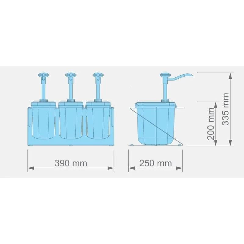 Kalando KDP-003 Basmalı Sos Pompası Üçlü Z Stant Plastik 3x1.9 L