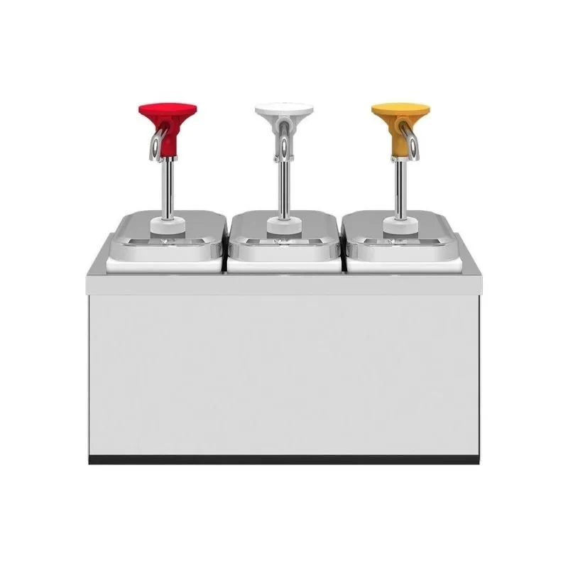 Kalando KDS-003 Basmalı Sos Pompası Üçlü Stant Paslanmaz 3x1.9 L