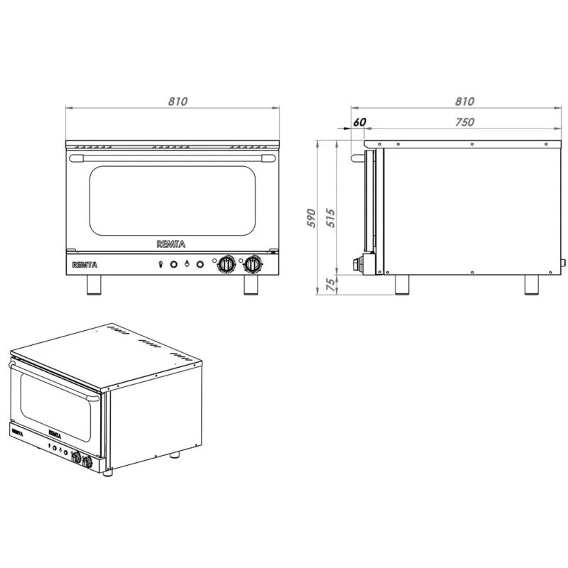 Remta S16 4 Tepsili Patisserie Fırın Manuel 220 V