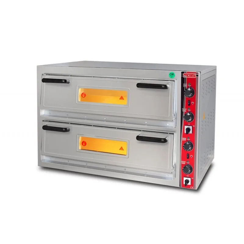 SGS PO / 6868 DE Çift Katlı Pizza Fırını Elektrikli 4+4 Pizza Ø 33 Cm