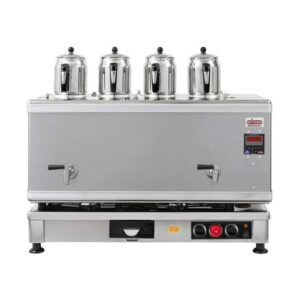 Ateşe Titanium Akıllı Dijital Gazlı Elektrikli İnox 4 Demlikli Çay Kazanı, 45 Litre