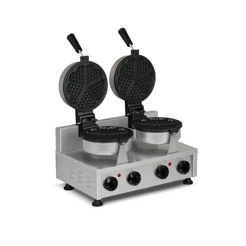 Omake Waffle Makinesi İkili Yuvarlak Kalp Ø170 Model Zaman Ayarlı