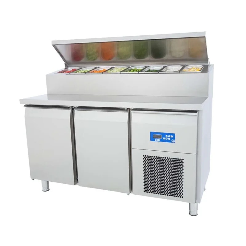 Öztiryakiler 2 Kapılı Tezgah Tip Buzdolabı Pizza Hazırlık Tablalı 142x70 Cm 301 L