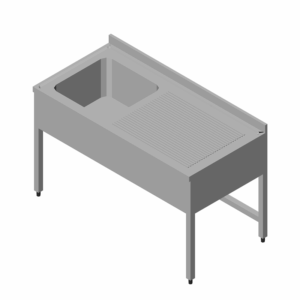 Öztiryakiler Evyeli Tezgah, 1G/1D Sağ 3 Perdeli, 140x60 cm