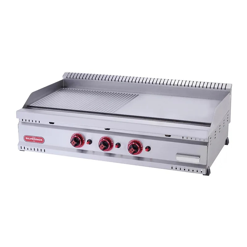 Silverinox Gazlı Yarı Oluklu Pleyt Izgara 80x60 Cm