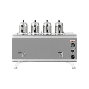 Ateşe Gold Compact Otomatik Gazlı Elektrikli İnox 4 Demlikli Çay Kazanı, 45 Litre