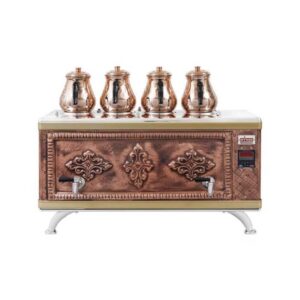 Ateşe Titanium Compact Akıllı Gazlı Elektrikli Bakır 4 Demlikli Çay Kazanı, 45 Litre