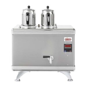 Ateşe Titanium Compact Akıllı Gazlı Elektrikli İnox 2 Demlikli Çay Kazanı, 24 Litre