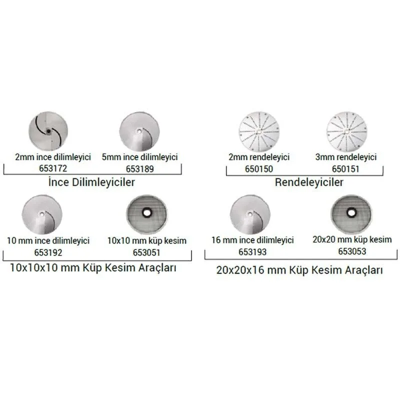 Dito Sama TR260 Sebze Doğrama Makinesi, Disk Takımı, 8’Li