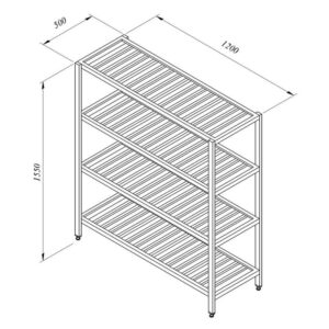 Öztiryakiler İstif Rafı, 4 Izgara Tabla, 120x50 cm