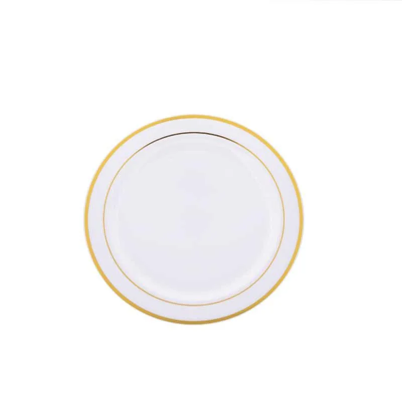 Rubikap Tek Kullanımlık Tabak, 19 cm Beyaz Goldlıne Baskılı