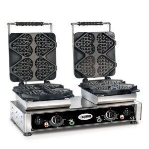 GMG WE 24 Çubuk Kalp Waffle Makinesi, Çift Kapaklı Değiştirilebilir Plaka