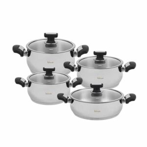 Hisar Atlantis 8 Parça Çelik Tencere Seti Siyah