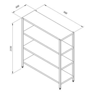 Öztiryakiler İstif Rafı, 4 Düz Tabla, 90x60 cm