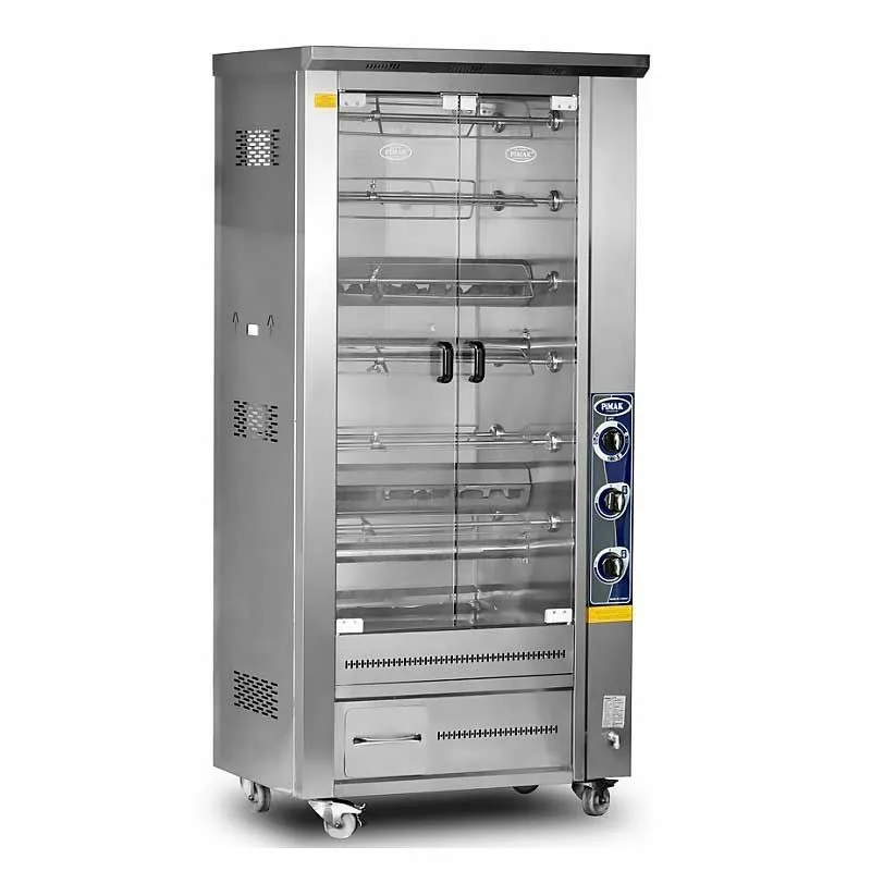 Pimak PI3/M012B Tek Vitrinli Piliç Çevirme Makinesi 24 Kapasiteli Gazlı