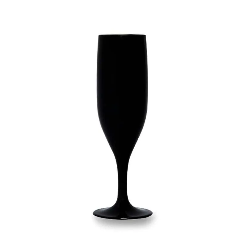 Rubikap Premium Polikarbon Şampanya Bardağı, 180 ml Siyah