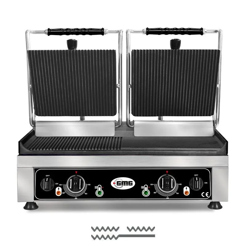GMG KG 5530 DEG Tost Makinesi Alt Yüzey Yarı Oluk, Üst Yüzey Oluklu, 52x24 cm