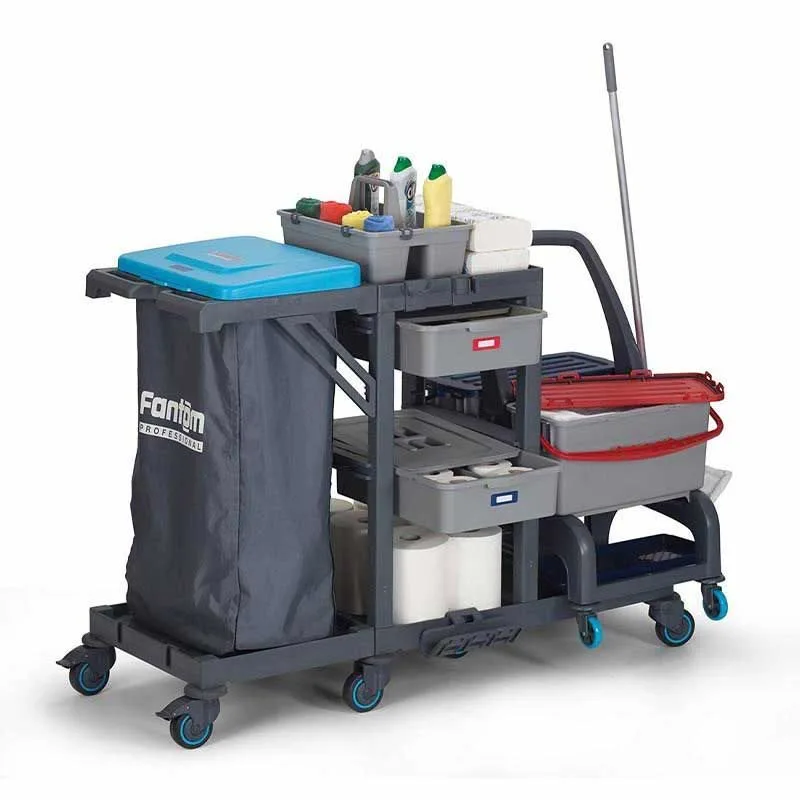 Fantom Procart 73402 Çekmeceli Ayrılabilir Temizlik Arabası, Çöp Bölmeli