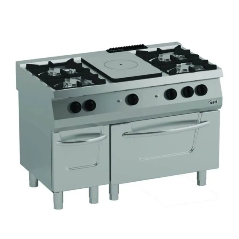 Öztiryakiler 700 Seri Kuzine Fırınlı Gazlı 4 Açık Ateş +1/3 Kapalı Döküm 120*70*85 (L)
