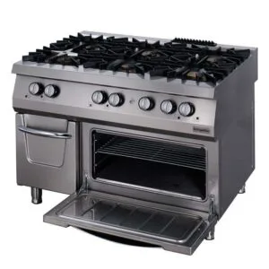 Öztiryakiler 700 Seri Kuzine Fırınlı Gazlı 6 Açık Ateş 120*70*85 (LP)-3x6 kW+3x7,5 kW +7 kW Gazlı Fırın