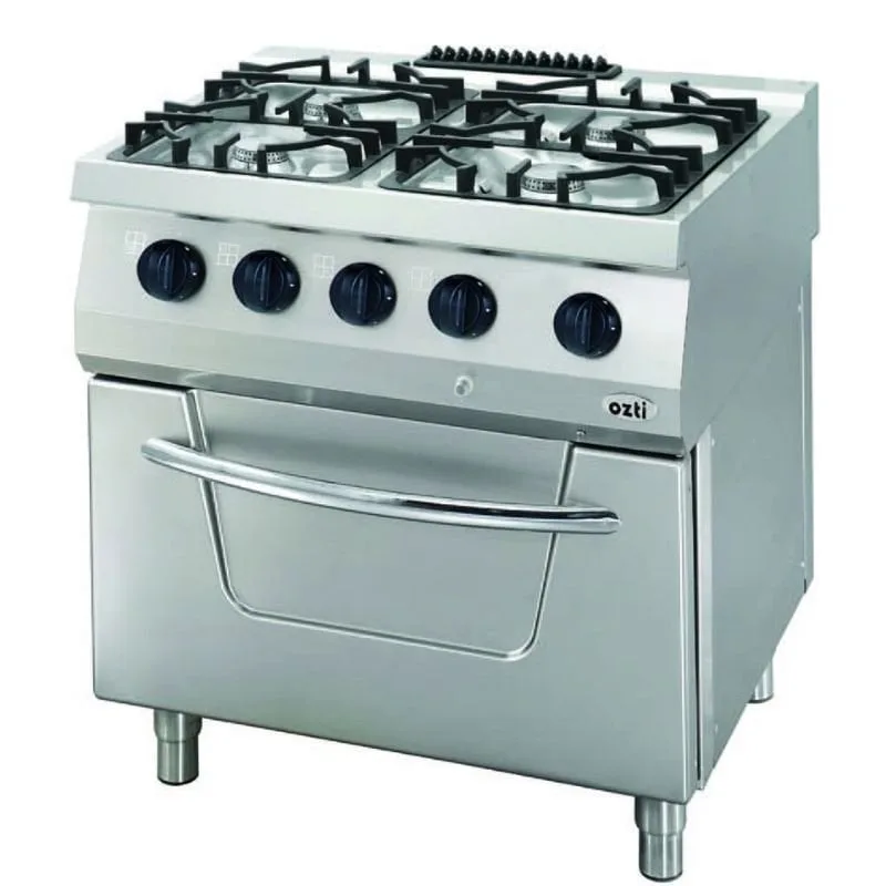 Öztiryakiler 700 Seri Kuzine Fırın Gazlı 4 Açık Ateş 80*70*85 (L)-4x6kW+7kW Gazlı Fırın