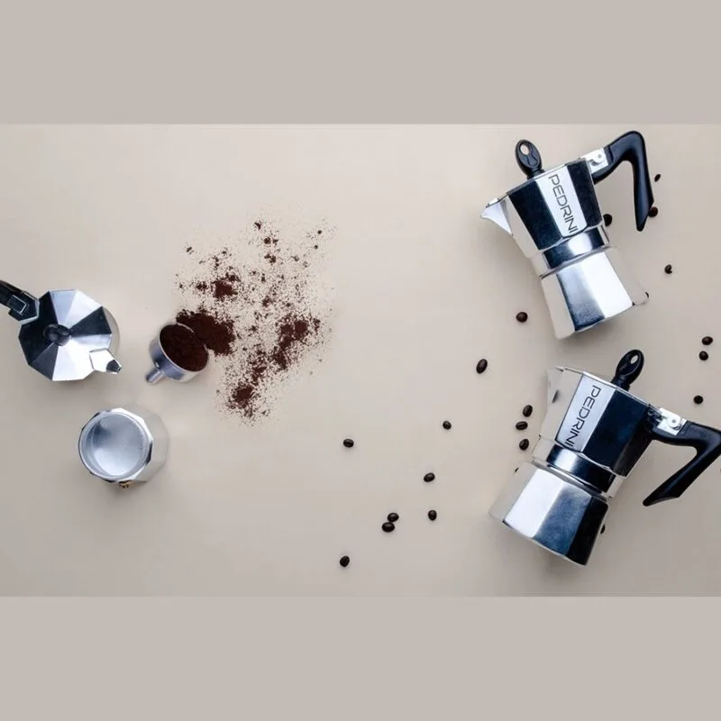 Pedrini Moka Pot 3 Cups Siyah Kulplu