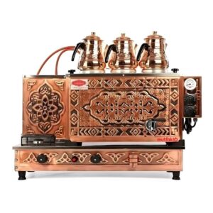 Tiryaki 3 Gözlü Bakır Çay Kazanı, 3 Demlikli, Elektrik+Gaz