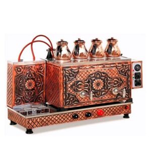 Tiryaki 4 Gözlü Bakır Çay Kazanı, 4 Demlikli, Elektrik+Gaz