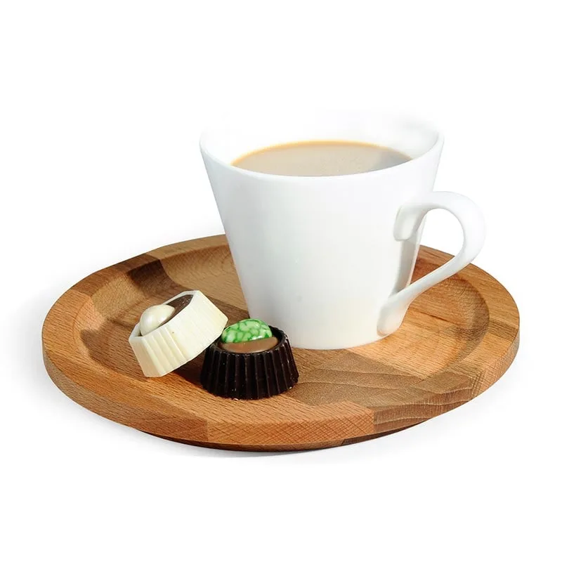 Biradlı GRV-1818 Yuvarlak Ahşap Nescafe Sunum Takımı, 17 cm