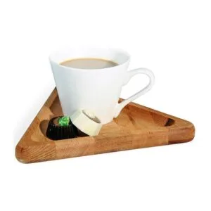 Biradlı GRV-1820 Üçgen Ahşap Nescafe Sunum Takımı, 17.5x20 cm