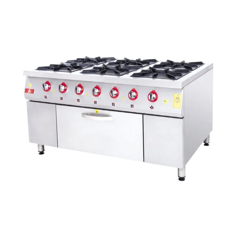 DRN Kuzine Fırınlı Ocak 6'lı 150x100 Gazlı