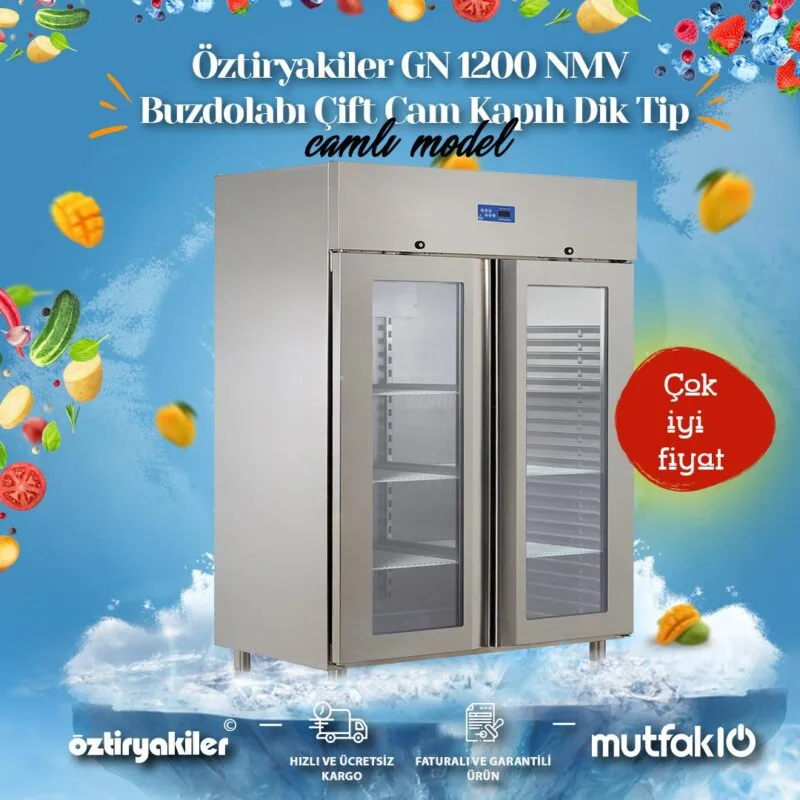 Öztiryakiler GN 1200 NMV Dik Tip Monoblok Buzdolabı Çift Cam Kapılı